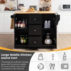 Costway Kitchen Island On Wheels Rolling Utility Cart Drawers Cabinets Spice Rack Black/White 18 Costway Kitchen Island On Wheels Rolling Utility Cart Drawers Cabinets Spice Rack Black/White -Costway GUEST e73b180f 202e 409d bbcf fc7bac355b98