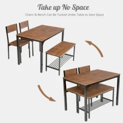 Costway 4pcs Dining Table Set Rustic Desk 2 Chairs & Bench W/ Storage Rack -Costway GUEST e74c2bac c137 4793 9a8c 669cf5c9cf8d