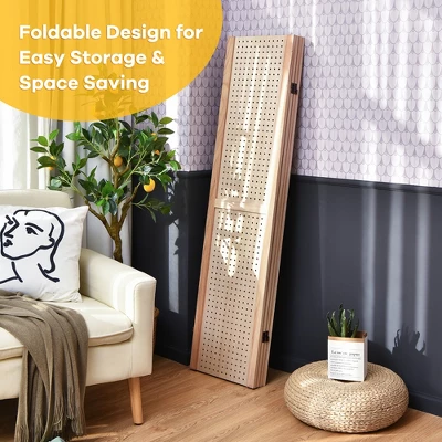 Costway 4-Panel Pegboard Display 5' Tall Folding Privacy Screen Craft Display 9 Costway 4-Panel Pegboard Display 5' Tall Folding Privacy Screen Craft Display - Image 7
