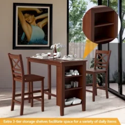 Costway 3PCS Counter Height Pub Dining Table Set W/ Storage Shelves&2 Bar Chairs -Costway GUEST e7878bde 19e4 40a6 80f6 1c9449a18b8e
