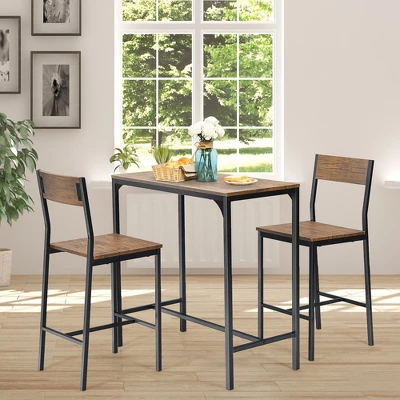 Costway 3PCS Bar Table Set Industrial Counter Height Dining Table Set W/2 Stools 3 Costway 3PCS Bar Table Set Industrial Counter Height Dining Table Set W/2 Stools
