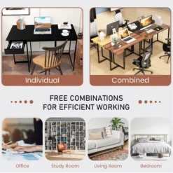 Costway Computer Desk Home Office Gaming Table Workstation Metal Frame With Drawer Walnut/Black/Rustic/Natural 20 Costway Computer Desk Home Office Gaming Table Workstation Metal Frame With Drawer Walnut/Black/Rustic/Natural -Costway GUEST e7b7a359 5e10 4d0e ab78 61cb311e4341