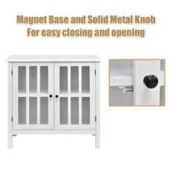 Costway 31'' Storage Buffet Cabinet Glass Door Sideboard Console Table Server Display White -Costway GUEST e801b608 8fe9 4e11 9d21 7ad8aa3e766b