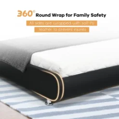 Costway Full Faux Leather Upholstered Platform Bed Adjustable Headboard Black -Costway GUEST e818157d 3b28 444d 95e9 dc57c1c24fc7