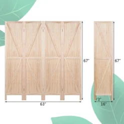 Costway 4Panels Folding Wooden Divider W/ V-shaped Design 5.6Ft Tall -Costway GUEST e836b926 6b68 4f90 a218 5554a05125b2