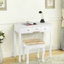 Costway Vanity Table Dressing Table 5 Make Up Table Stool -Costway GUEST e8664123 bef2 4e41 a4d8 563a4e1c7484