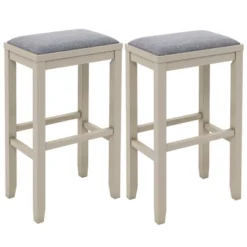 Costway Set Of 2 Upholstered Bar Stools Wooden Counter Height Dining Chairs -Costway GUEST e8727513 9451 4a54 9d1e 7ba9d50d3914