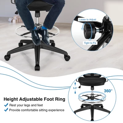 Costway Mesh Drafting Chair Office Chair W/Adjustable Armrests & Foot-Ring 10 Costway Mesh Drafting Chair Office Chair W/Adjustable Armrests & Foot-Ring - Image 8