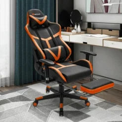 Costway Massage Gaming Chair Reclining Racing Chair With Lumbar Support &Footrest Orange -Costway GUEST e8898857 7338 45df 9fc1 beaef5db7eea