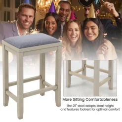 Costway Set Of 2 Upholstered Bar Stools Wooden Counter Height Dining Chairs -Costway GUEST e88ff5f2 bfad 4d33 a517 1f03c0c35c84