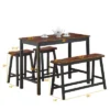 Costway 4 Pcs Solid Wood Counter Height Table Set W/ Height Bench & Two Saddle Stools Brown -Costway GUEST e8970267 c407 401c a4be 617a5a983581