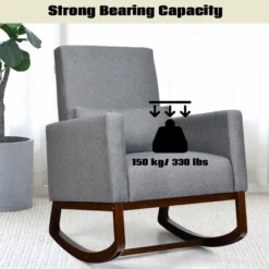 2-in-1 Fabric Upholstered Rocking Chair Nursery Armchair With Pillow Dark Grey -Costway GUEST e8b07e0d 1c94 4e75 b488 7a711a971e7d