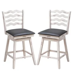 Costway Set Of 2 Swivel Bar Stools Bar Height Upholstered Faux Leather Dining Chairs -Costway GUEST e8ce5380 fe42 4c3f b0b7 042885a95e8a