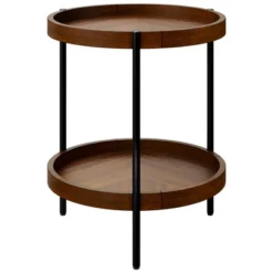 Costway 2-tier Round Side End Table Storage Shelf Rubber Wood Accent Nightstand -Costway GUEST e8dbd0ea f66b 4ee8 adec b5dec651ef74
