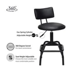 Costway Adjustable Swivel Bar Stool PU Leather Steel Frame Chair W/Backrest&Footrest Low Back -Costway GUEST e9288800 9d6c 47a1 9986 49874e4f2aba