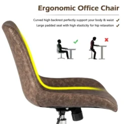 Costway Mid Back Office Chair Armless Adjustable PU Leather Task Swivel Chair -Costway GUEST e96f83a3 87c8 4e60 9aba 15b4ff8b3bbb