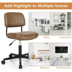 Costway PU Leather Office Chair Adjustable Swivel Task Chair W/ Backrest -Costway GUEST e96fcc25 68bb 4405 a1db 8f6f749fd432
