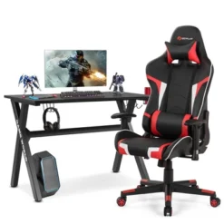 Costway X-Shaped Gaming Desk & Racing Style Massage Chair Set Home Office Black+White/Blue/Grey/Red -Costway GUEST e9703243 e3b2 497e a1ec c5ad1f6dfe46