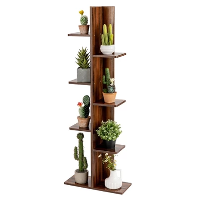 Costway Open Concept Bookcase Plant Display Shelf Rack Holder Wood WalnutBrown 14 Costway Open Concept Bookcase Plant Display Shelf Rack Holder Wood WalnutBrown - Image 12