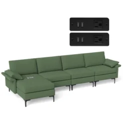 Costway L-shaped Modern Modular Sectional Sofa W/ Reversible Chaise & 4 USB Ports -Costway GUEST e9736d9d 0499 42e5 bf3e 650c52b7ad62
