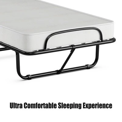 Costway Rollaway Folding Metal Bed Memory Foam Mattress Cot Guest Made In Italy 5 Costway Rollaway Folding Metal Bed Memory Foam Mattress Cot Guest Made In Italy - Image 3