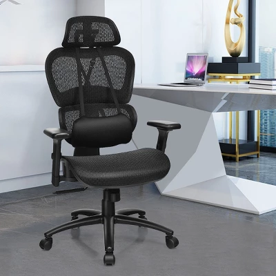 Mesh Office Chair Recliner High Back Adjustable With Headrest & Lumbar Support 5 Mesh Office Chair Recliner High Back Adjustable With Headrest & Lumbar Support - Image 3