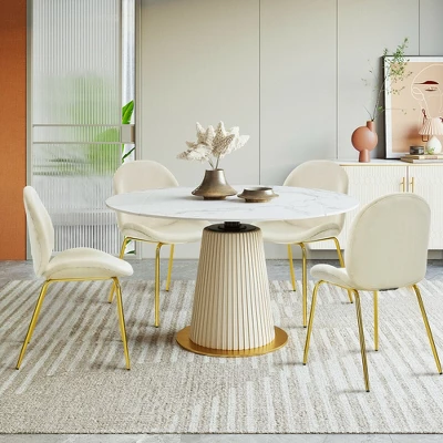 Costway 4PCS Velvet Dining Chair Accent Leisure Chair Armless Side Chair 5 Costway 4PCS Velvet Dining Chair Accent Leisure Chair Armless Side Chair - Image 3