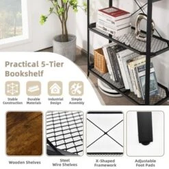 Costway 5 Tier Bookshelf Standing Storage Shelf Unit For Kitchen Living Room Office -Costway GUEST e9c8b999 0805 41f5 819d f52d4ba39510