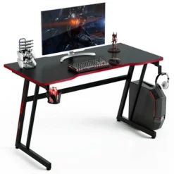 Costway 47.5'' Gaming Desk Z-Shaped Computer Office Table W/Gaming Handle Rack Red/Blue -Costway GUEST e9e71fb6 7f53 4bdf 9f09 4c38b9404526