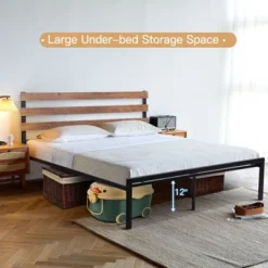 Costway Twin Size Metal Platform Bed Frame Mattress Foundation Wooden Headboard -Costway GUEST ea07d125 0927 4787 81a3 9f8f1b51a377