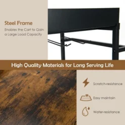 Costway 4-Tier Kitchen Carts Rolling Serving Trolley Wine Rack Removable Tray Basket -Costway GUEST ea2b1917 ed17 4357 b9e0 92e010409ccc