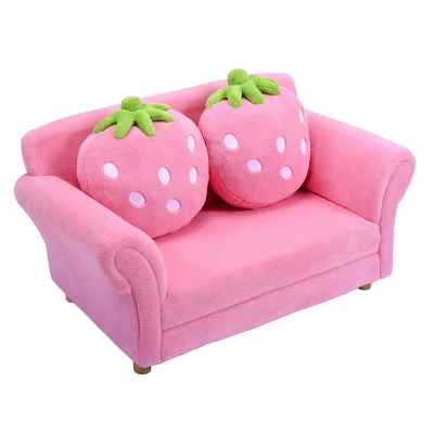 Costway Kids Sofa Strawberry Armrest Chair Lounge Couch W/2 Pillow Children Toddler Pink 10 Costway Kids Sofa Strawberry Armrest Chair Lounge Couch W/2 Pillow Children Toddler Pink - Image 8