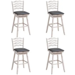 Costway Set Of 4 Swivel Bar Stools Bar Height Upholstered Faux Leather Dining Chairs -Costway GUEST ea3d2cc8 2c46 440c 80aa 88aa782ebef4