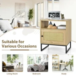 Costway 2PCS Nightstand W/ Cabinet Wooden Side End Table Rattan Decorated Door Oak 16 Costway 2PCS Nightstand W/ Cabinet Wooden Side End Table Rattan Decorated Door Oak -Costway GUEST ea7687e2 0870 4d2f 878b 1903a2dce338