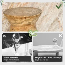 Costway 17'' Concrete Accent Side Table Hourglass Wood-like End Table Plant Stand Stool -Costway GUEST ea8d5fb5 a698 4070 8461 c25aac320500