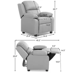 PU Leather Kids Recliner With Armrest & Headrest Lounge 3 Color -Costway GUEST eaa744c2 509a 48af 8ffb 1b5d3c14dcfd