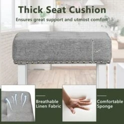 Costway Set Of 2 Bar Stools Tufted Upholstered Counter Height Chairs With Rubber Wood Legs -Costway GUEST eaa7aea4 9983 4ade ae36 d43ade601759