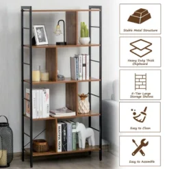Costway 4-Tier Bookcase Industrial Bookshelf Floor Standing Storage Rack -Costway GUEST eabf2261 4d26 4bb9 a7a2 6130bb0ed9b1