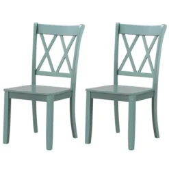 Costway Set Of 2 Wood Dining Chair Cross Back Dining Room Side Chair Mint Green Home Kitchen -Costway GUEST ead99f77 5a06 4076 9317 56bd443e93bf