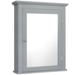 Costway Bathroom Mirror Cabinet Wall Mounted Adjustable Shelf Medicine Grey/Black -Costway GUEST eb332b8b e58f 4ffb b332 d291589ad638