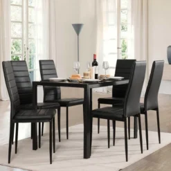 Costway 7 PCS Kitchen Dining Table Set Breakfast Furniture W/ Glass Top Padded Chair -Costway GUEST eb3c417e a84c 448c b4c2 7a00fd7a3715