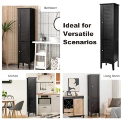 Costway Freestanding Bathroom Storage Cabinet Linen Tower Kitchen Living Room GreyBlackBrownWhite -Costway GUEST eb63a055 5ab3 4a94 bb62 044b6578893e