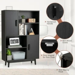 Costway Sideboard Storage Cabinet Bookshelf Cupboard W/Door Shelf Black / White / Espresso -Costway GUEST eb7e48b5 6a7f 466e 9c8c c0a1a9d26f9c