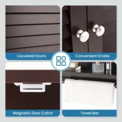 Costway Bathroom Wall Mounted Medicine Cabinet With Louvered Doors & Towel Bar Espresso/Grey/White -Costway GUEST ebbe4223 95d3 4186 9b9c 79359e098419