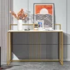 Costway 47'' Console Table Modern Steel Frame Storage Shelf For Entryway Living Room