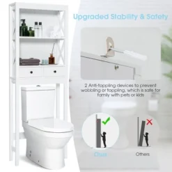 Costway Over The Toilet Storage Rack Bathroom Space Saver With 2 Open Shelves & Drawers -Costway GUEST ebfa36cb 12aa 4018 a37f bf9a5521d4ff