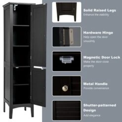 Costway Freestanding Bathroom Storage Cabinet Linen Tower Kitchen Living Room GreyBlackBrownWhite -Costway GUEST ec3c2366 041b 49dd bbd1 7e8ede5eb805