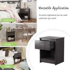Costway Nightstand With Drawer Storage Shelf Wooden End Side Table Bedroom Brown / Black / Natural 18 Costway Nightstand With Drawer Storage Shelf Wooden End Side Table Bedroom Brown / Black / Natural -Costway GUEST ec66ec9c 427a 4bb1 b495 50ec29b31350