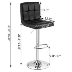 Costway Set Of 4 PU Leather Bar Stool Swivel Bar Chair W/ Adjustable Height
