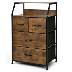 Costway 4 Drawer Dresser Tall Wide Storage Organizer Unit W/ Wooden Top Fabric Bins 19 Costway 4 Drawer Dresser Tall Wide Storage Organizer Unit W/ Wooden Top Fabric Bins -Costway GUEST ecacfaad d3d6 49f5 abc6 61885e3615ae